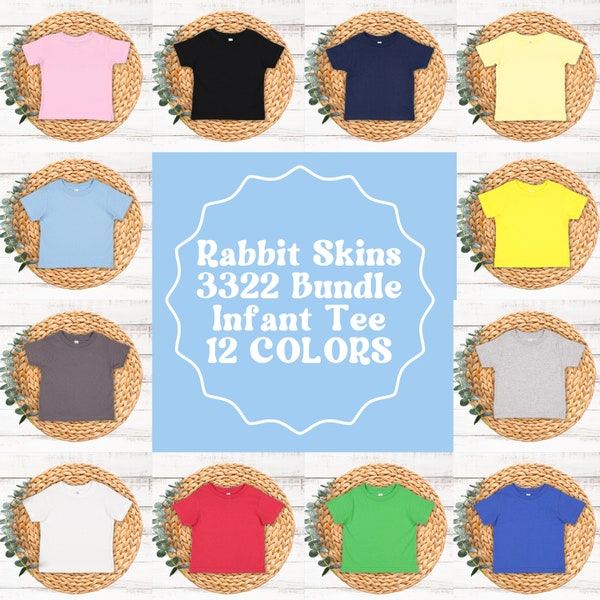 Rabbit Skins 3322 Infant Fine Jersey Tee Mockup Bundle, 3322 Mockups Bundle, Rabbit Skins Mock up Bundle, Boho Baby Mockups, Infant Shirts