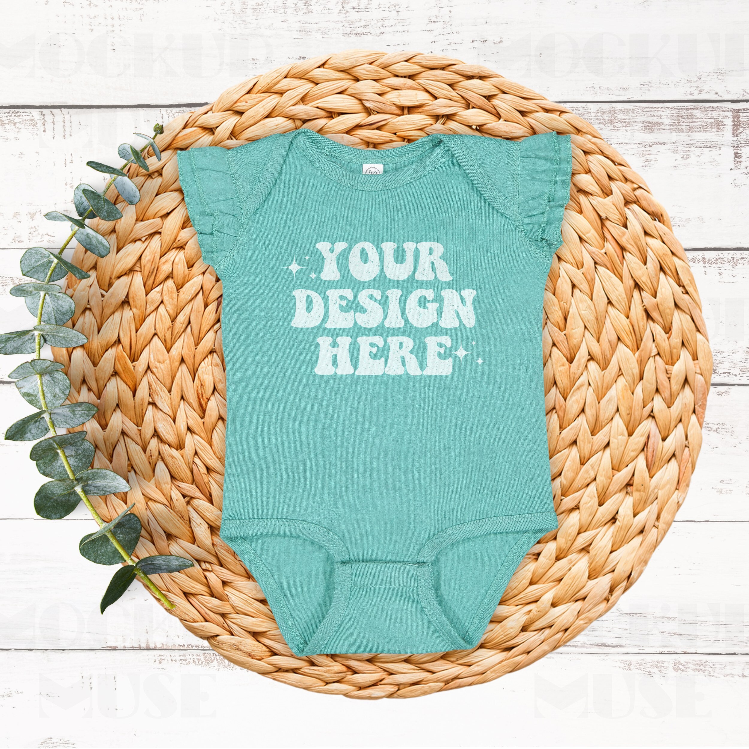 Saltwater Rabbit Skins 3339 Flutter Sleeve Bodysuit Mockup 3339 Mockup Flutter Jumper Mock Up Rabbit Skins Boho Baby Mockups Bodysuit Mockup