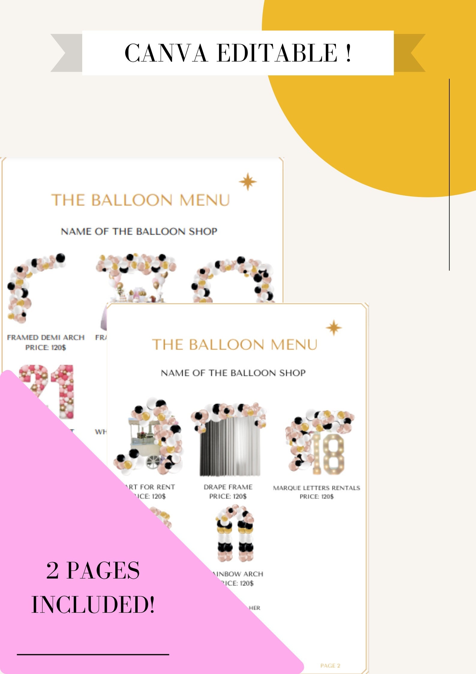 Balloon Price List Template Balloon Menu With Prices Etsy UK
