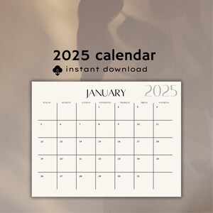 2025 Calendar, 2025 Monthly Aesthetic Planner, Instant Download Calendar, Printable Letter Size Wall Calendar, Customizable Planner