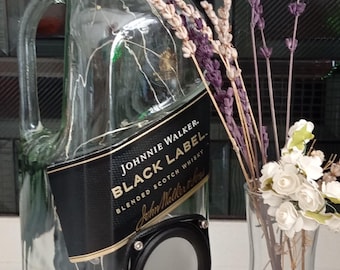 Portable Wireless Bluetooth Speaker; Handcrafted from recycled whiskey bottles, the “Black Label Boombox”