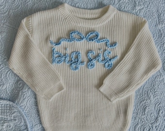 Personalized Sweater With Bow Gift Yarn Embroidered Sweater Gift