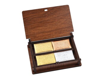 Handmade Metallic Watercolor Set: Galata Colors in Wooden Box