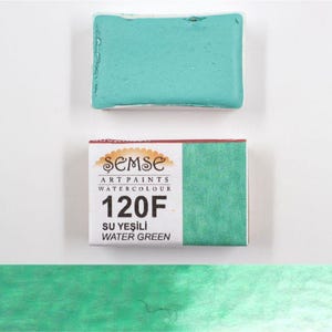 Handmade Watercolor Paint: 120F Water Green Full Pan