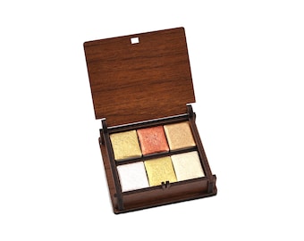 Handmade Metallic Watercolor Set: 6 Colors in Wooden Box