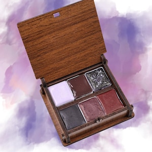 Semse Handmade Purple Watercolor Paint Set of 6 Colors TBS27 | 1/2 Pan 2ml | In Wooden Box | For Professional, Academic and Beginner Use