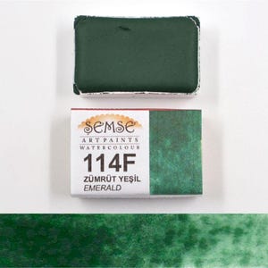 Handmade Emerald Watercolor Paint: Full Pan, Rich Pigment