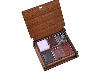 Handmade Purple Watercolor Paint Set: 6 Colors in Wooden Box