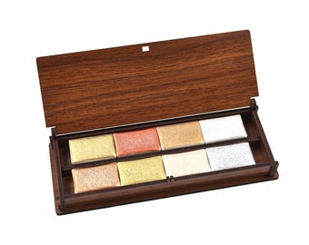 Handmade Metallic Watercolor Set: 8 Colors in Wooden Box