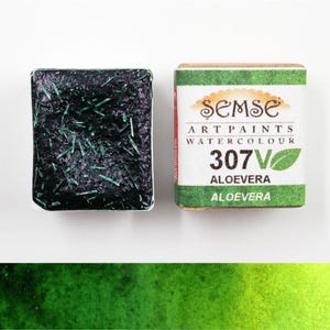 VEGAN - Semse Handmade 307V Aloevera Handmade Vegan Watercolor Paint 1/2 Pan 2ml | For Professional, Academic and Amateur Use