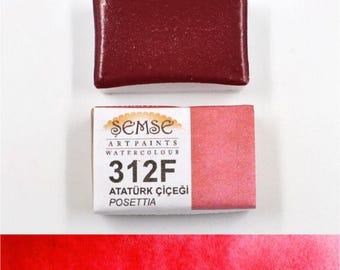 Handmade Poinsettia Watercolor Paint: Rich Red, Full Pan
