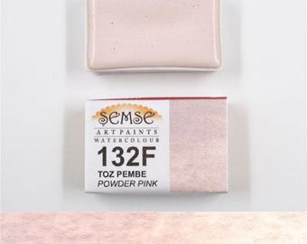 Handgefertigte, puderrosa Aquarellfarbe: Voller Näpfchen, Künstlerqualität