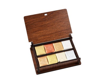 Handmade Metallic Watercolor Set: 8 Colors in Wooden Box