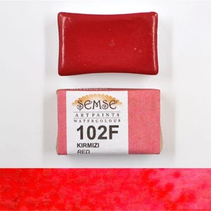 Semse Handmade 102F Red Handmade Watercolor Paint Full Pan 4ml | For Professional, Academic and Amateur Use | A Perfect Artist Gift