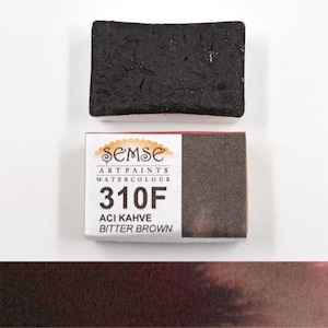 Semse Handmade 310F Bitter Brown Handmade Watercolor Paint Full Pan 4ml | For Professional, Academic and Amateur Use | A Perfect Artist Gift