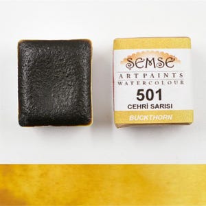 Semse Handmade 501 Buckthorn Handmade Watercolor Paint 1/2 Pan 2ml | Made with Handmade Pigments from Plants of Anatolian Region