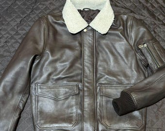 Men's Leather Aviator Jacket, Fur Collar, Custom Colors