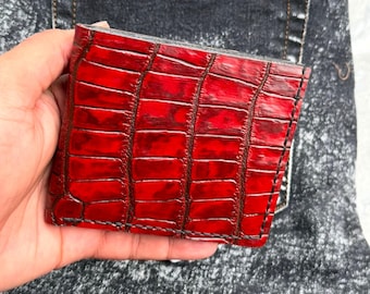 Men Bifold Wallet Pattern PDF | Crocodile Embossed Leather Craft Template (Digital Download)