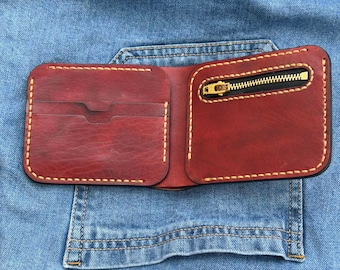 Leather Bifold Wallet Pattern | Zipper Pocket, Card Slots (Digital Download)