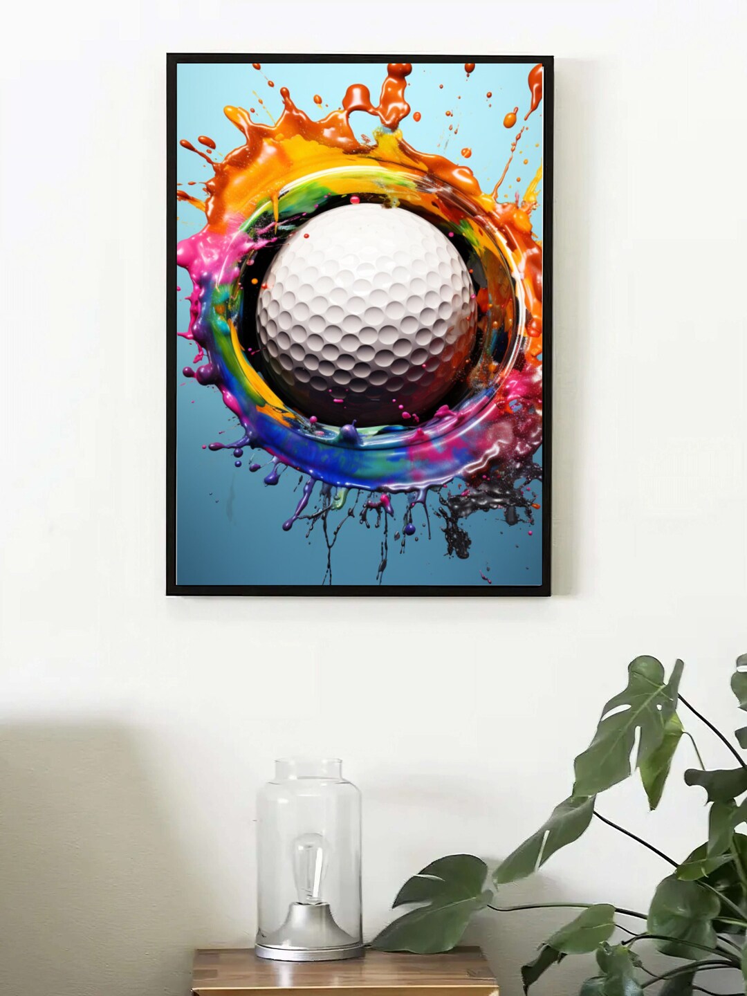 Golf Ball Paint Splash Digital Print Golf Art With Paint Etsy