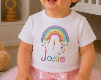 1st Birthday Shirt for Girls, Rainbow Birthday Shirt, Birthday 1 2 3 4 5 6 7 8 9, 2nd Birthday Shirt, 3rd Birthday Shirt