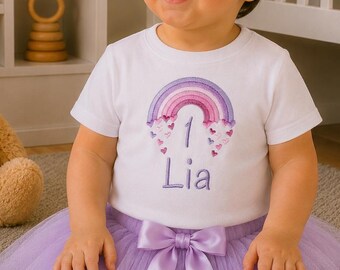 1st Birthday Shirt for Girls, Rainbow Purple Birthday Shirt, Birthday 1 2 3 4 5 6 7 8 9, 2nd Birthday Shirt, 3rd Birthday Shirt