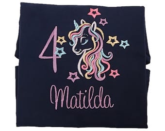 Unicorn Birthday Shirt / Unicorn Shirt / 1 2 3 4 5 6 7 8 9 for Girls / Embroidered / Birthday Gift / Personalized Birthday Shirt