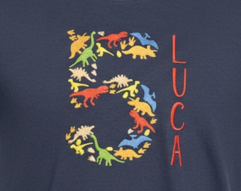 Dinosaur birthday shirt with name and number / Dinosaur number 123456789 Boy's birthday / T-Rex / First birthday outfit / Gift idea for boy