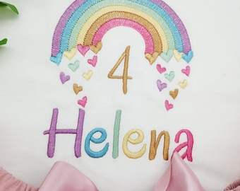 1 Geburtstag Shirt Mädchen, Geburtstagsshirt Regenbogen, Geburtstag 1 2 3 4 5 6 7 8 9 Geburtstagsshirt 2 Geburtstagsshirt 3