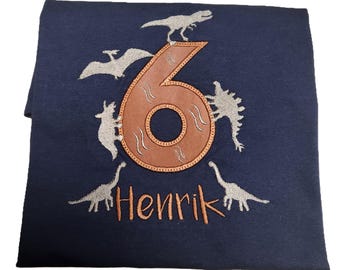 Birthday shirt with dinosaur number / Dinosaur shirt with name and number / Dinosaur numbers 123456789
