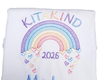 Kindergarten Child 2026 T-Shirt for Girls with Rainbow and Name, Back to School, First Day of School Gift, Personalized Gifts, First Grade Shirt