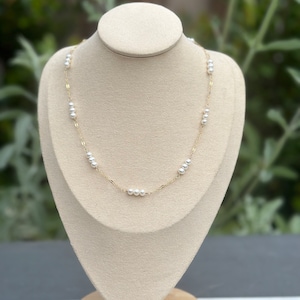 Unique Pearl Necklace Gold Filled Pearl Jewelry Elegant Natural Pearl Necklace Layering Station Necklace Real Pearl Jewelry Gold Necklace