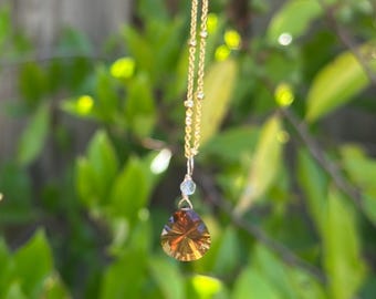 Orange Gemstone Pendant Gold Filled Unique Natural Brown Gemstone Necklace Mocha Layering Necklace Stone Pendant Casual Gemstone Jewelry