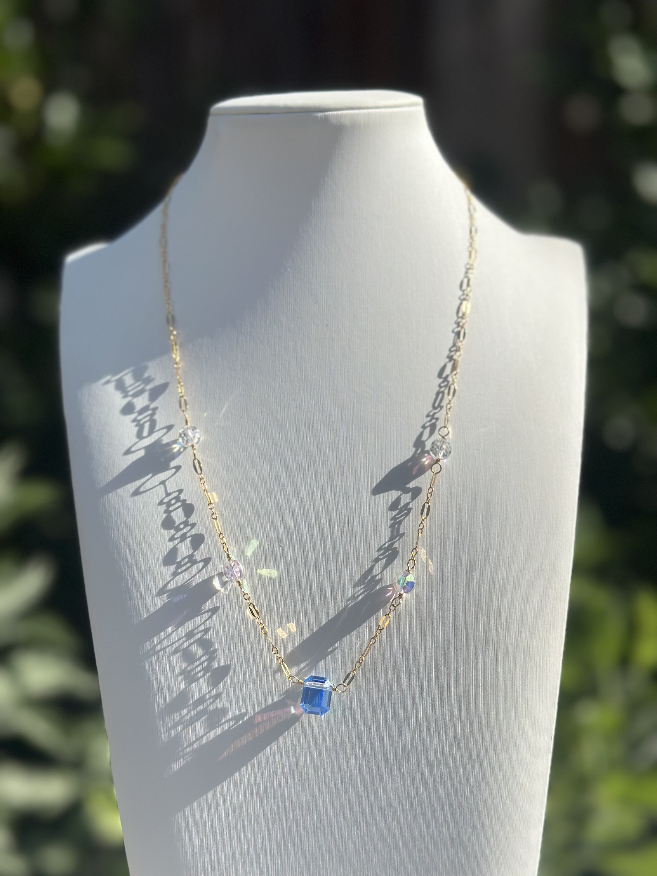 Ab Swarovski Crystal Necklace – Aurora Borealis Lariat Necklace With Swarovski Crystals main image 1