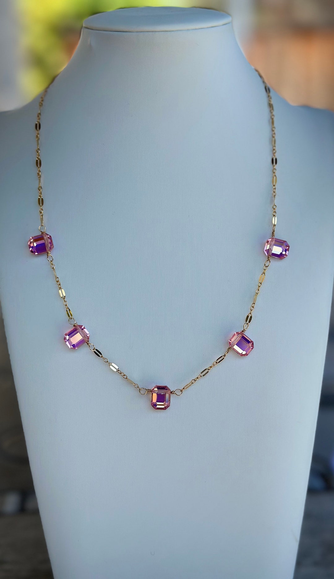Pink Swarovski Crystal Necklace Vintage Swarovski Crystal Necklace