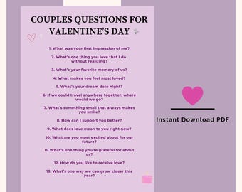 Valentine's Day Couples Questions | Romantic Date Night Printable | Love & Connection