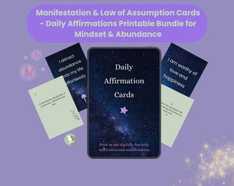 Manifestation & Law of Assumption Cards - Printable Daily Affirmation Bundle for Mindset and Abundance