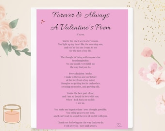 Valentine's Day Love Poem Romantic Gift - Printable Poetry Wall Art