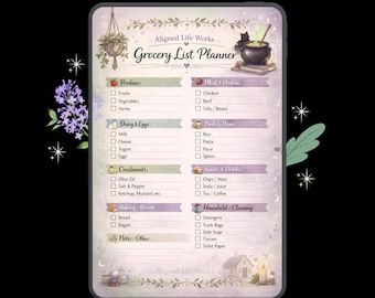 Witchy Grocery List Printable | Mystical Kitchen & Market Sheet | Instant Download