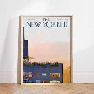 New Yorker Magazine Cover September 5 1970 Poster , Colourful Trendy Art, Retro Poster, Retro Sunset and Terrace, Poster Print, Vintage Art