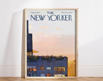 New Yorker Magazine Cover September 5 1970 Poster , Colourful Trendy Art, Retro Poster, Retro Sunset and Terrace, Poster Print, Vintage Art