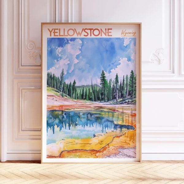 Yellowstone National Park Watercolor Poster - USA Travel Art - National Park Wall Decor - America Travel Print - Pastel Colors Poster