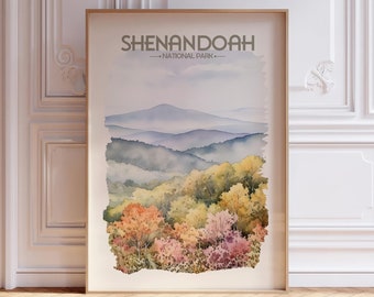 Shenandoah National Park Watercolor Wall Art - United States Poster - North America Virginia Print - Pastel Color Poster