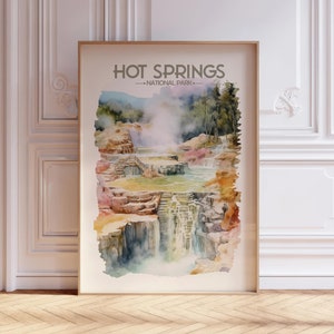 Hot Springs National Park Watercolor Travel Poster - US National Parks - Soft Pastel Tones - Colorful Landscape Wall Art