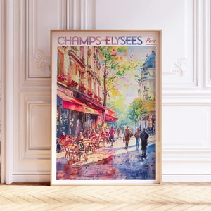 Champs Elysees Watercolor Poster - World Cities Wall Art - Paris France Travel Poster - Printable City Poster - Pastel Colors Travel Poster