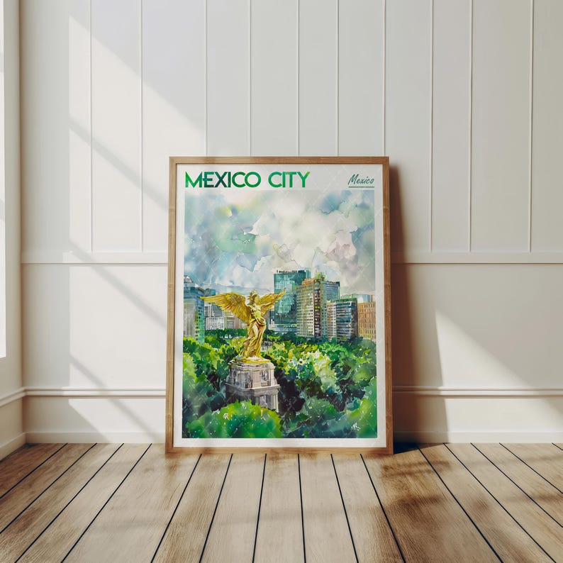 Mexico City Watercolor Art Print Mexico City Print Angel of