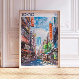 Tokyo Watercolor Wall Art - Tokyo Print - Japan Travel Poster - World Cities Wall Art - Pastel Colors Travel Art