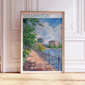 Wilmington Watercolor Poster - Delaware Wall Art - Wilmington Travel Poster - Printable City Poster - Pastel Colors Travel Poster