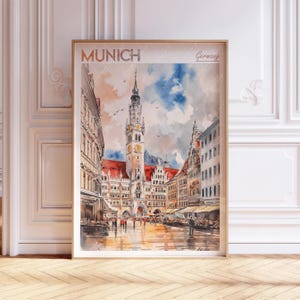 Munich Watercolor Art Print - Munich City Print - Germany Europe Travel Poster - World Cities Wall Art - Pastel Colors Travel Art