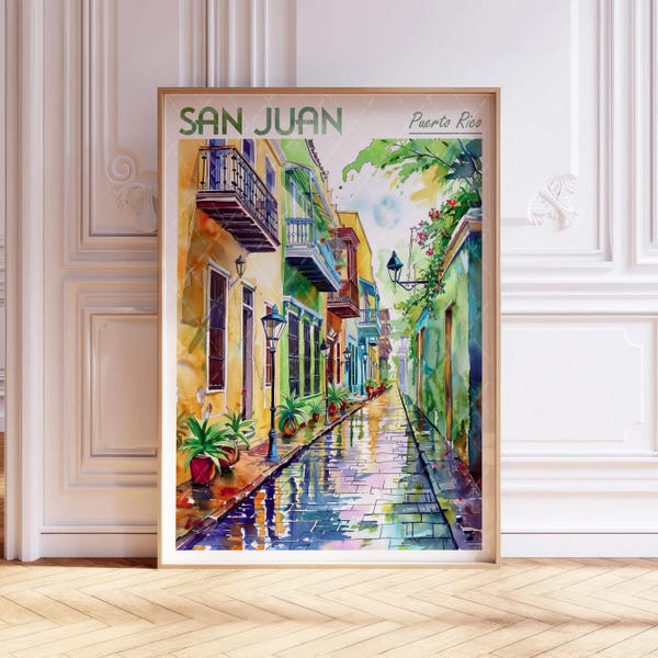 San Juan Watercolor Wall Art - San Juan Print - Puerto Rico Travel Poster - World Cities Wall Art - Pastel Colors Travel Art